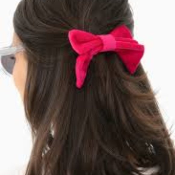 LELE SADOUGHI Fuchsia Petite Velvet Bow Barrette - Picture 2 of 8